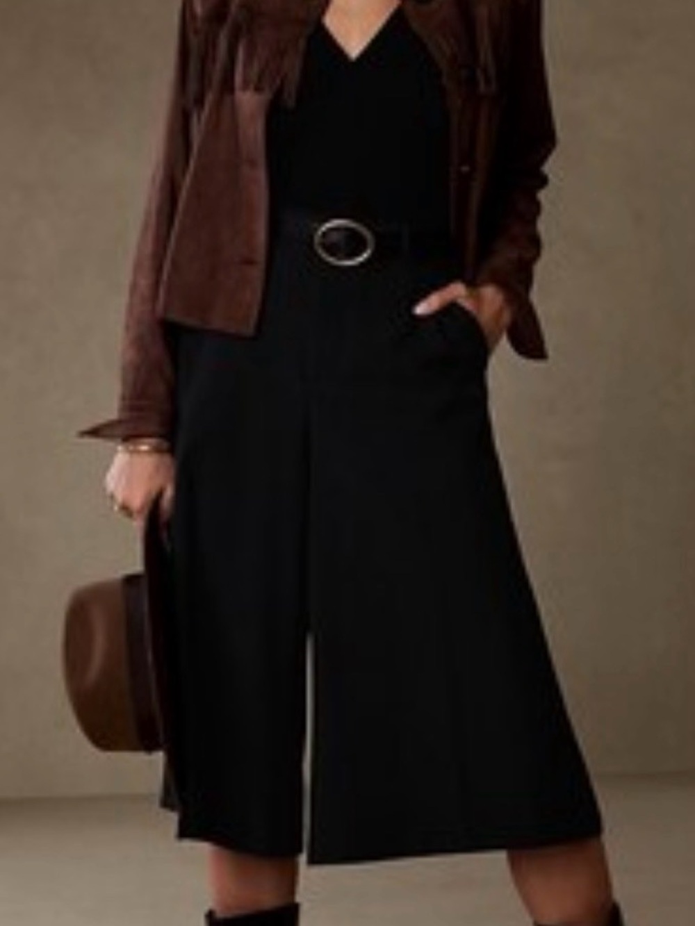 Banana Republic Sculpted Stretch Culottes Black Size 10Tall size